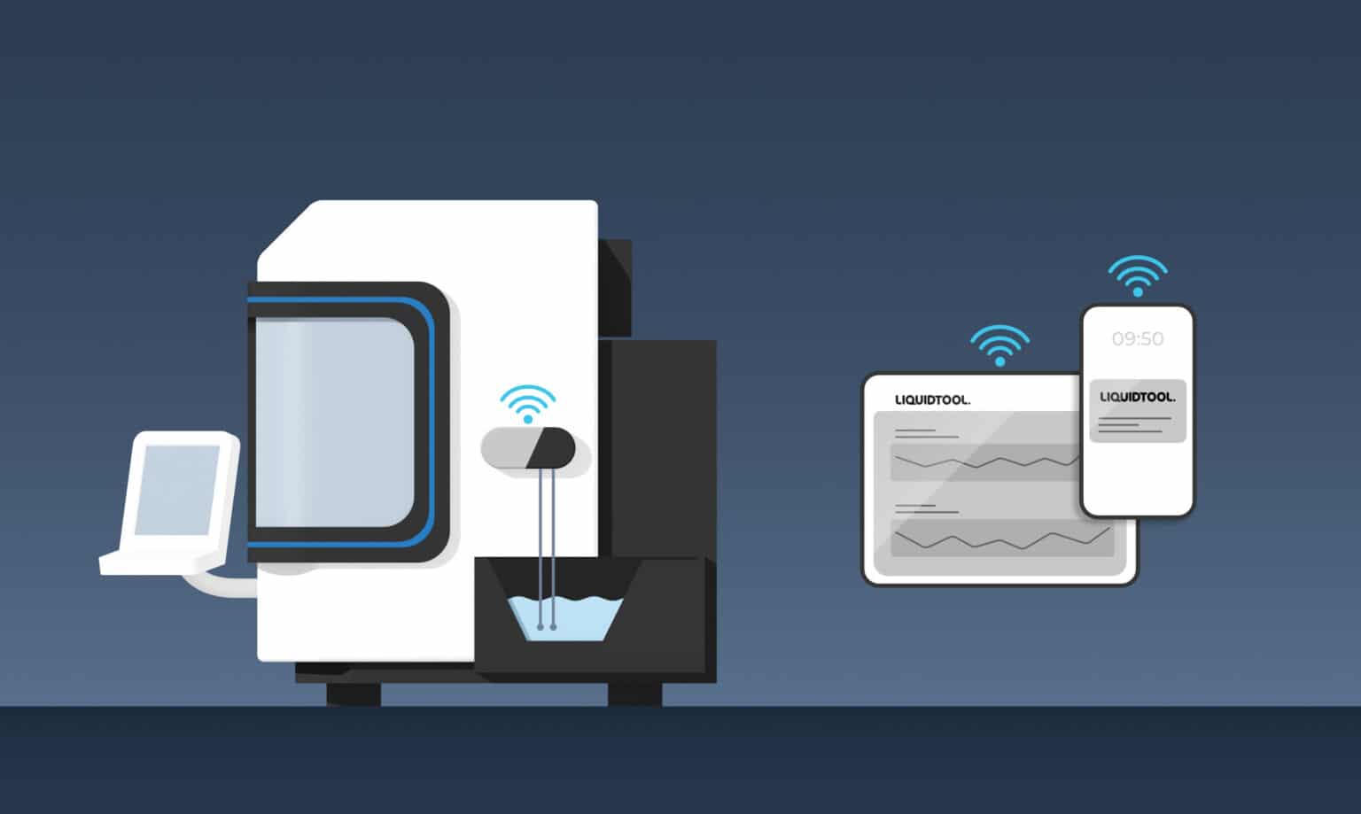 CNC Maschine mit Liquidtool Manager und Sensor